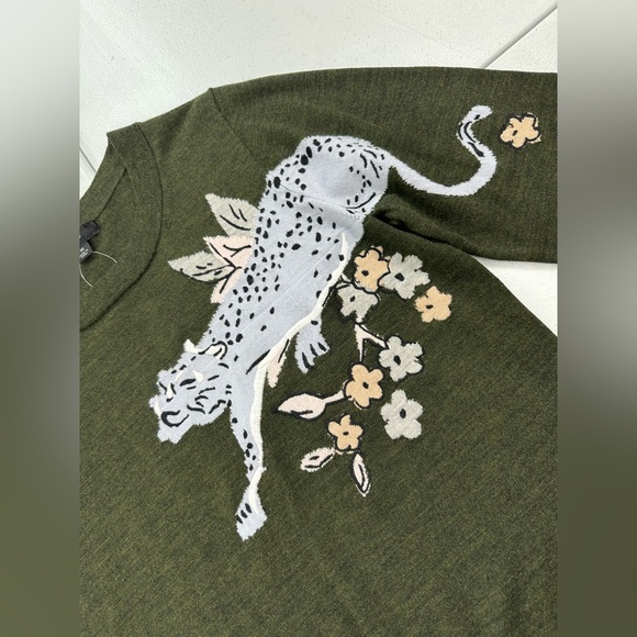 J.Crew Tippi Merino Wool Intarsia Cheetah Sweater Preppy Academia Quiet Luxury M - Picture 7 of 11